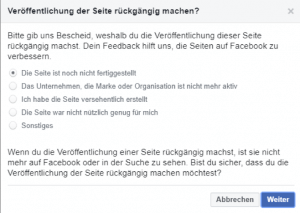 Facebook Unternehmensprofil